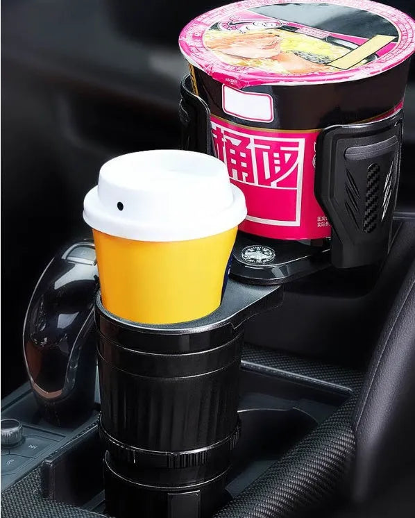 Black ABS plastic car water cup holder with retractable adjustable base for drink bottles