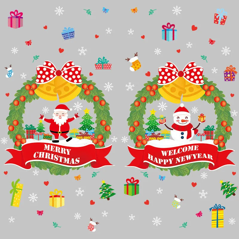 Large Christmas window sticker with anime pattern, 60 × 45cm electrostatic PVC decal for glass surfaces