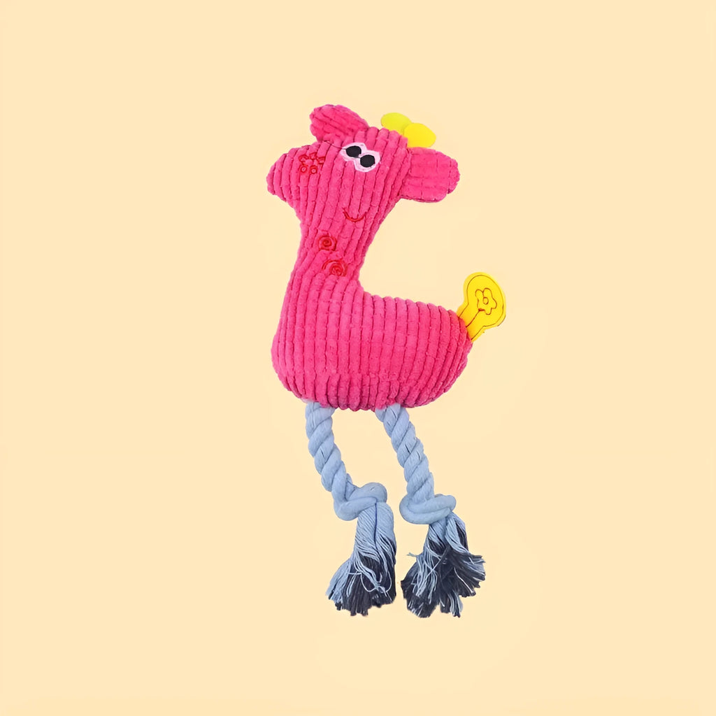 Blue deer-shaped plush dog toy with corn grain texture and sound feature for pet play