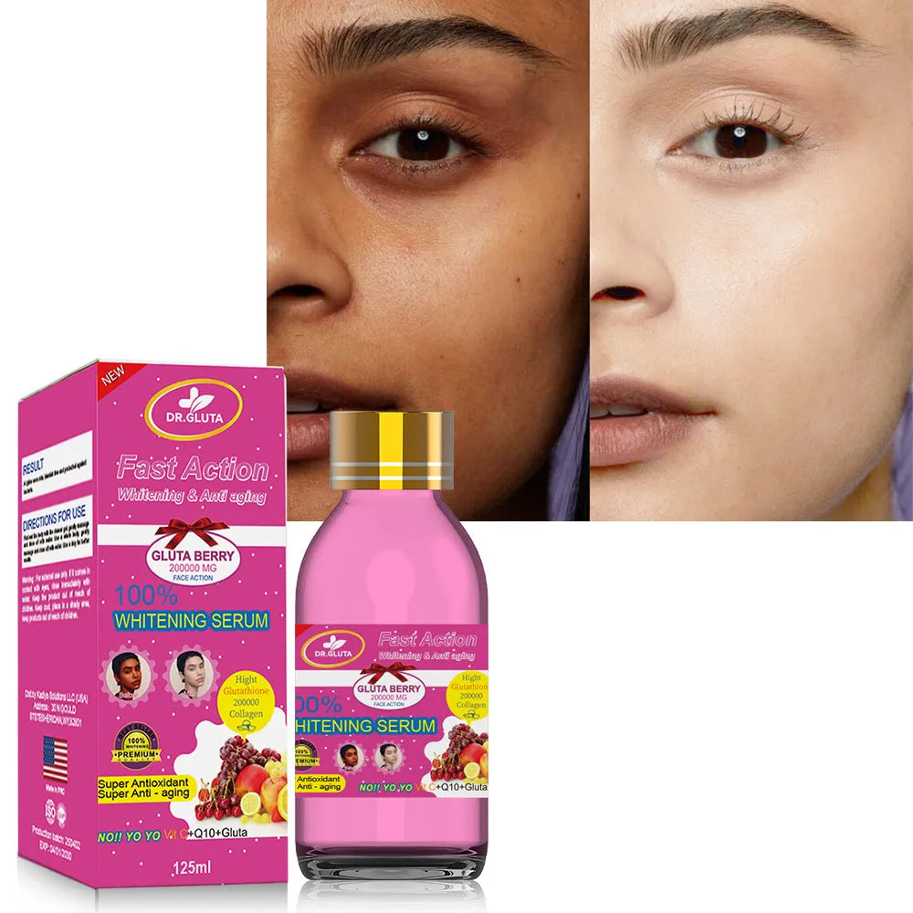 Whitening serum with fruit berry extracts in 125ml bottle for face brightening and anti-ageing