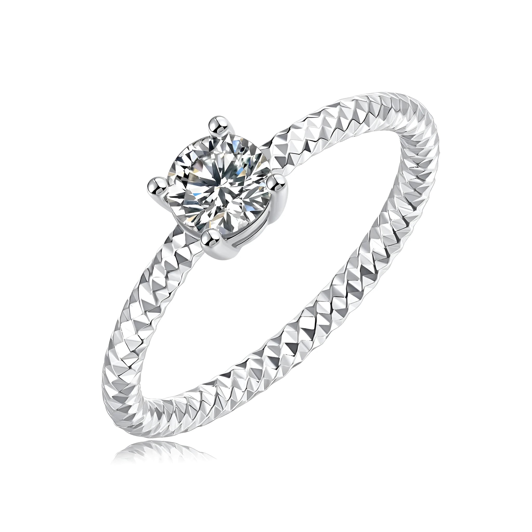 The Bond moissanite wedding ring set with 0.5ct stone platinum-plated S925 silver gift box
