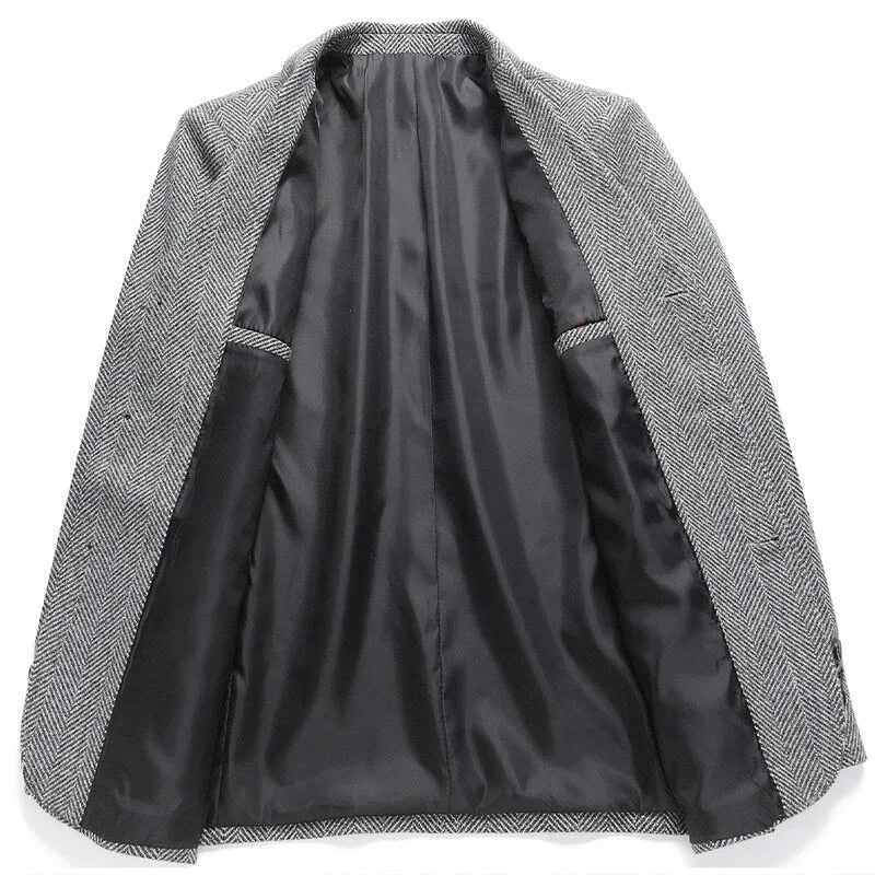 Men's loose fit polyester woolen coat in solid colours for spring and autumn casual wear
