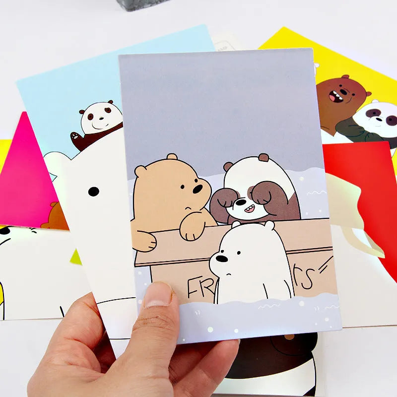 Set of nine retro-style minimalist cartoon postcards depicting the Eiffel Tower and Paris landmarks.
