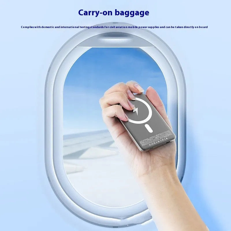 Gun grey magnetic wireless power bank with ultra-thin alloy shell and Creative design