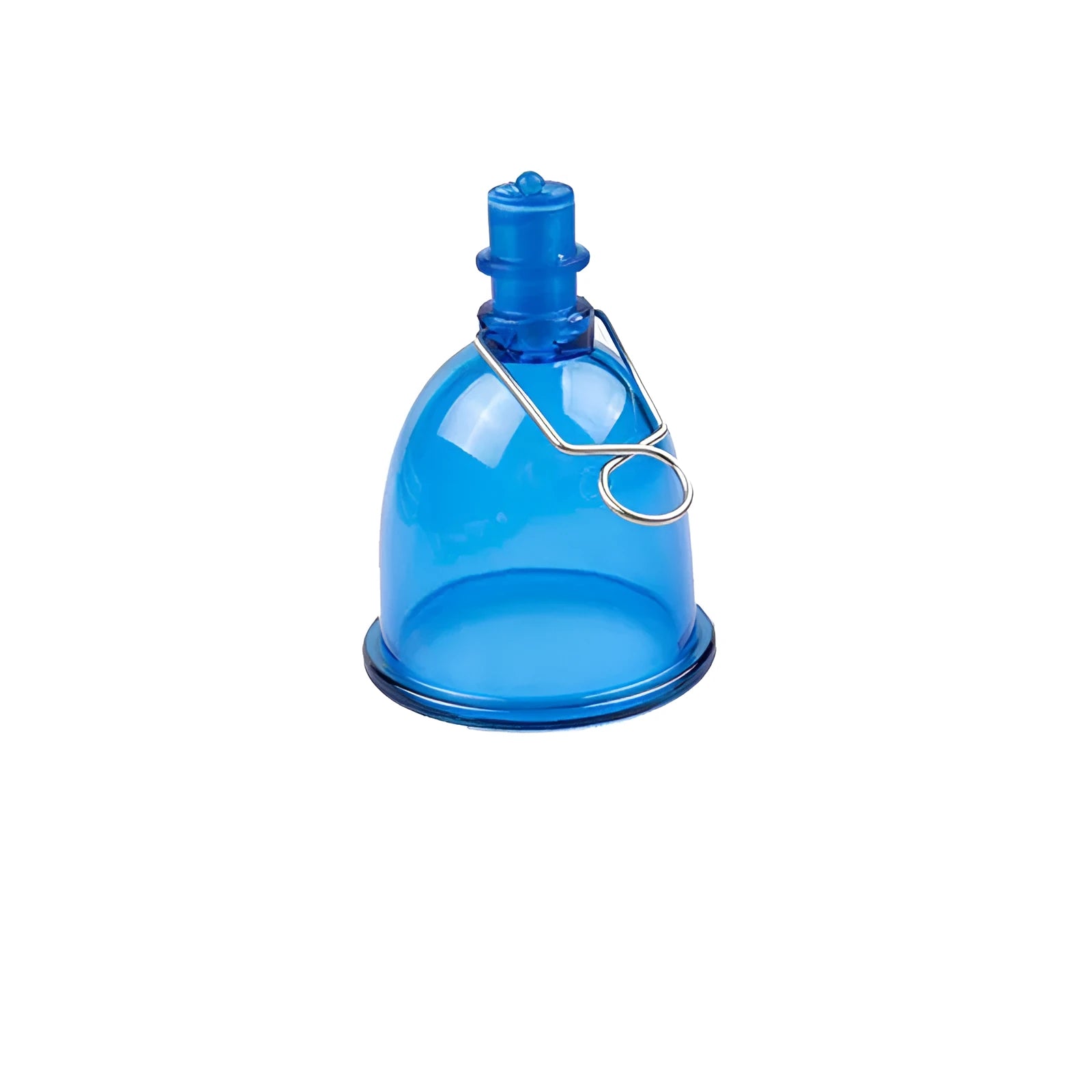Blue silicone men's physical stretch exerciser in small, medium, and large cup sizes