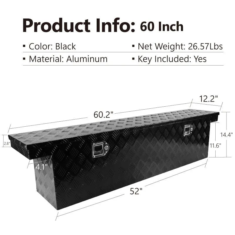 Black aluminium alloy tool case with 26-inch dimensions and T-casting design