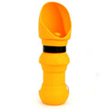 Silicone pet folding water cup collapsed and open, showing 350ml and 550ml size options in various colours