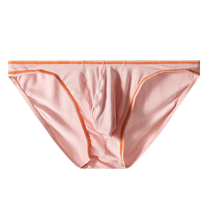 Men's modal ice silk underwear with butt-lift design shown in multiple colours.