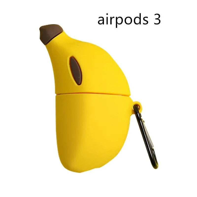 Yellow banana-themed silicone protective case for AirPods Pro wireless Bluetooth headphones