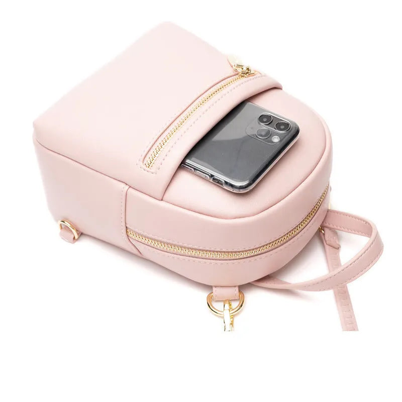 Soft PU mini backpack in street-trend style, shown in one of six available colours.