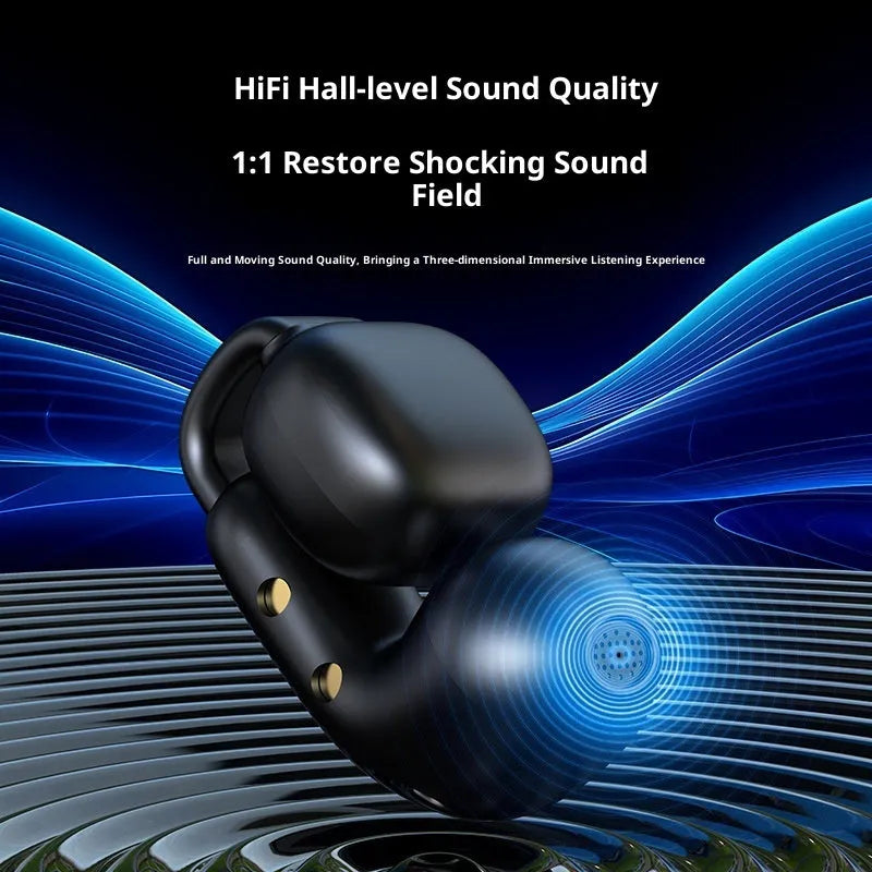 Bone conduction clip on headphones in DX09 Star Black with noise reduction for sports