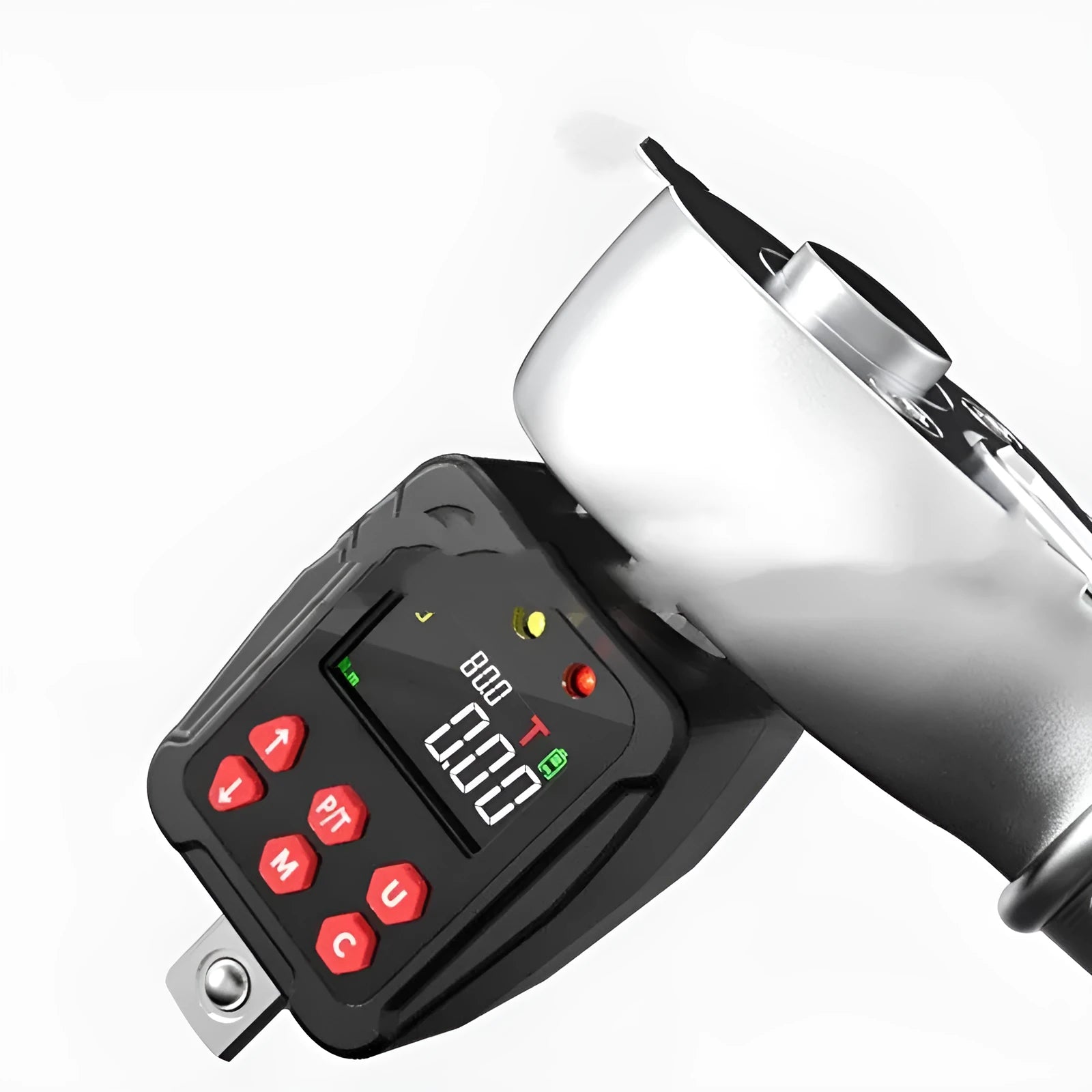 Digital torque meter with display on head, 1/2-inch drive, three-piece set for workshop use