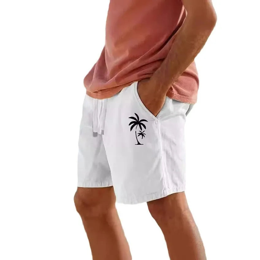 Men's cotton blend drawstring shorts with elastic waistband in Army Green colour