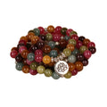 108 bead multi-layer bracelet with lotus charm in tourmaline colour alloy material