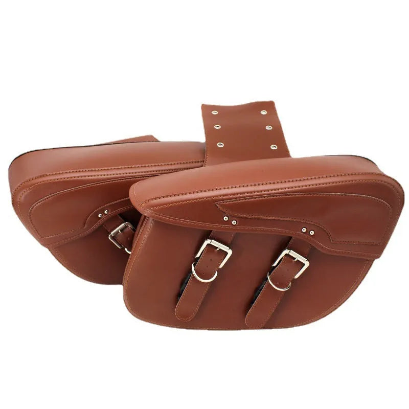Black retro wind motorcycle side box saddle bag made of PU leather