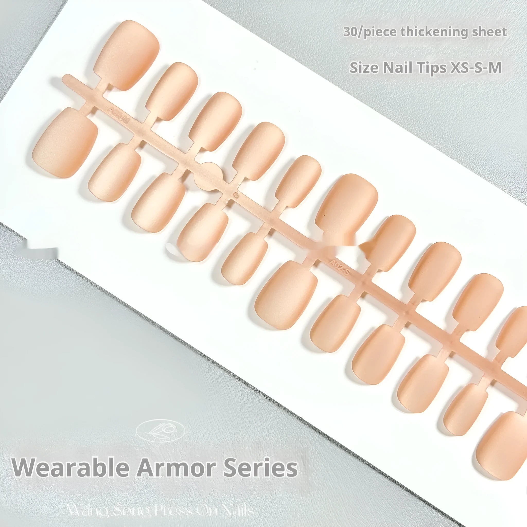Frosted Velvet Cat's Eye false nail set with Aurora design on a clear background, showing short ladder sizes.