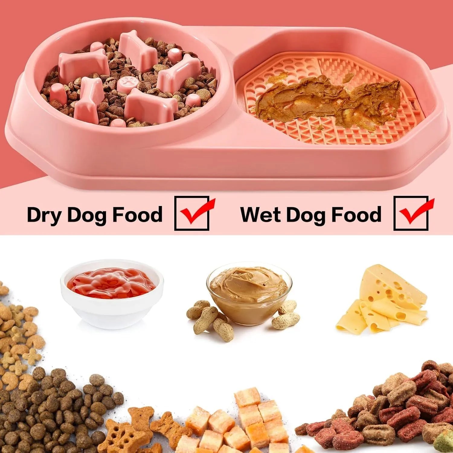 Blue slow feeder dog bowl with maze pattern and non-slip base for small medium dogs.