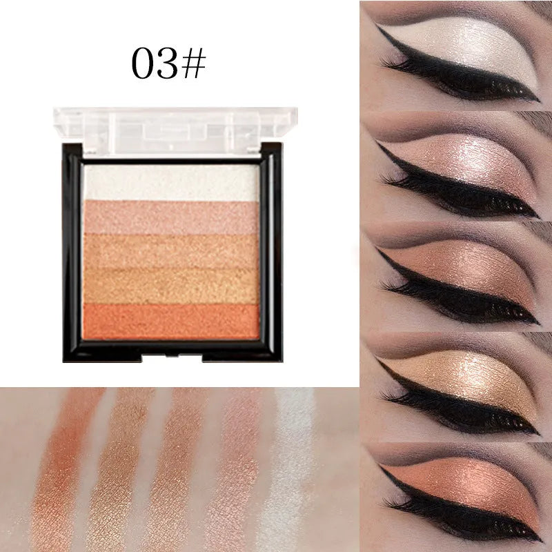 Highlight eye shadow plate with six colour options for contouring and three-dimensional brightening effects