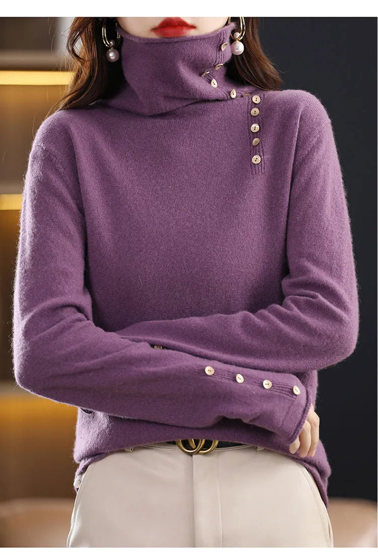 Women's knitted bottoming shirt in core-spun yarn fabric showing 3D pattern detail
