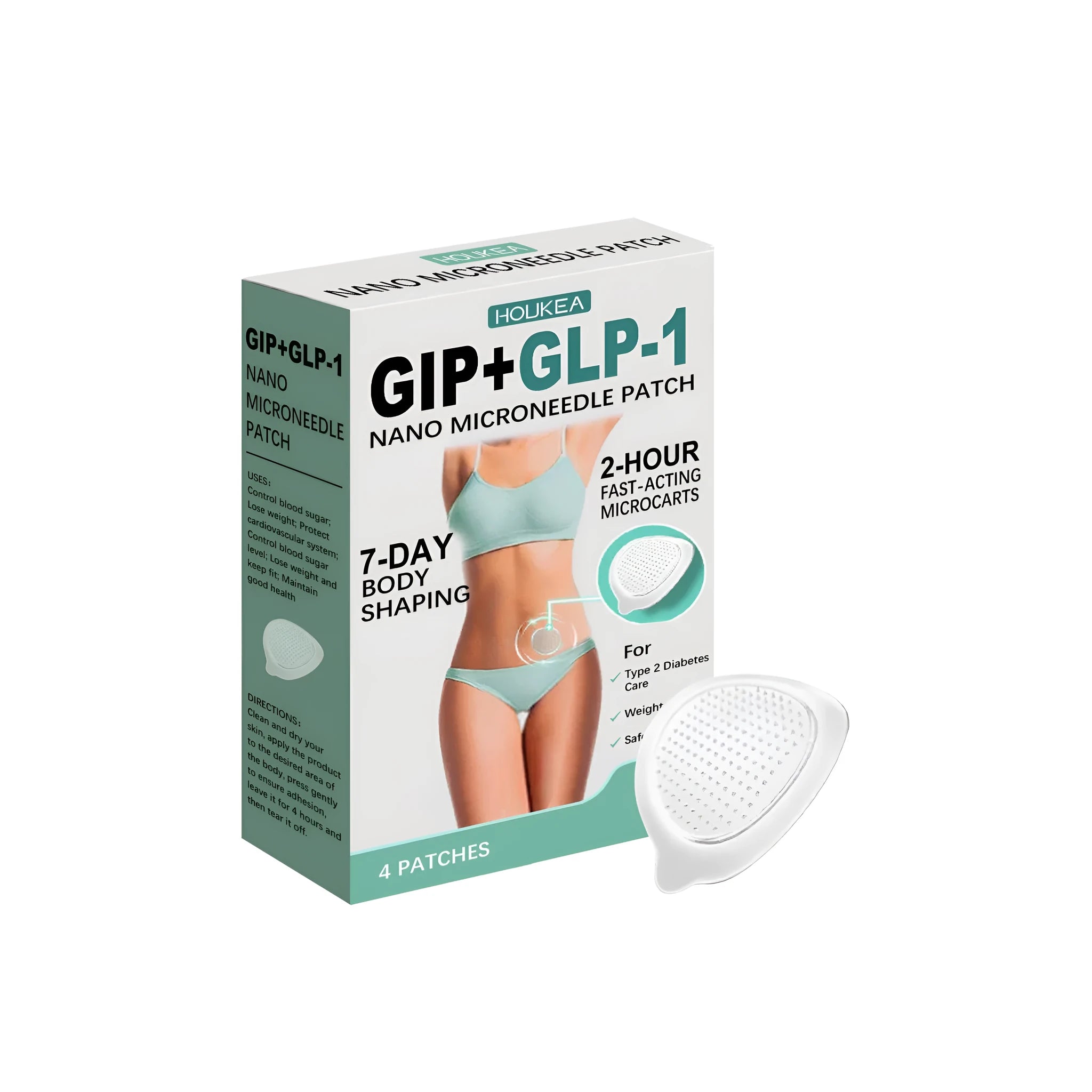 Pack of four nano microneedle cosmetic patches for facial skin treatment.
