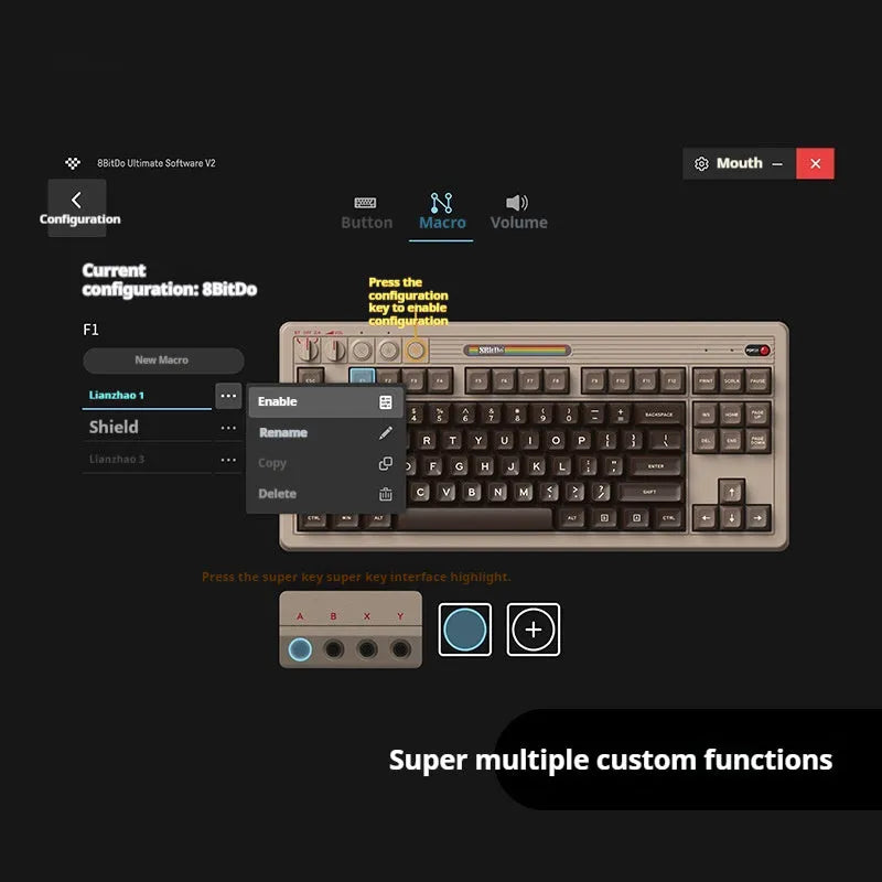 Retro87 C64 mechanical gaming keyboard with rocker design and wireless Bluetooth connectivity
