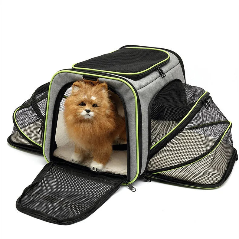Cat carrier bag made from 600D cation fabric in various colour options with piping details