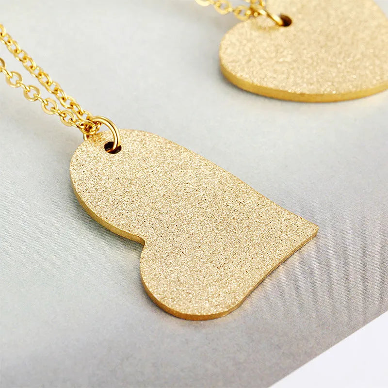 Women's geometric heart-shaped titanium steel necklace with simple chain in colour KN25736-Z