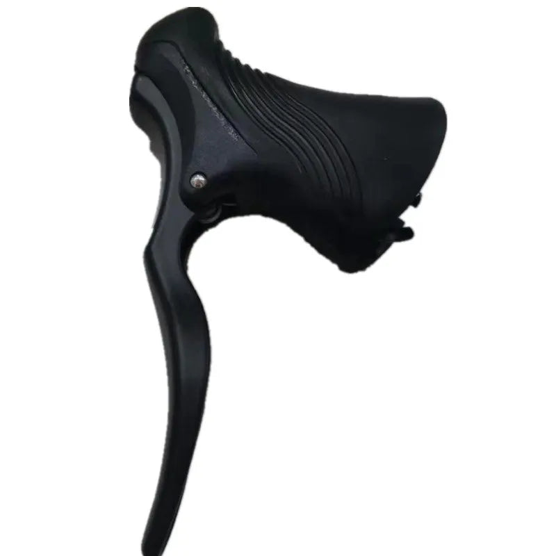 A pair of aluminium alloy road bicycle brake handles in black, showing the clamp for 22.2mm/23.8mm handlebars