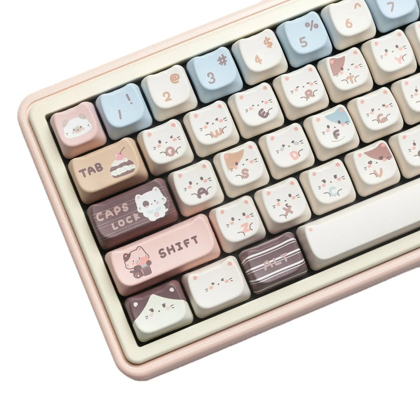 Sea salt cat themed PBT sublimation key cap set for mechanical keyboards showing full 26-piece layout