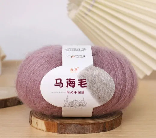 Hand-woven mohair wool ball for DIY scarf knitting projects in multiple colour options