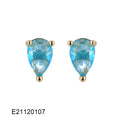 Brass gold-plated drop earrings with pear-shaped candy-coloured zircon stones