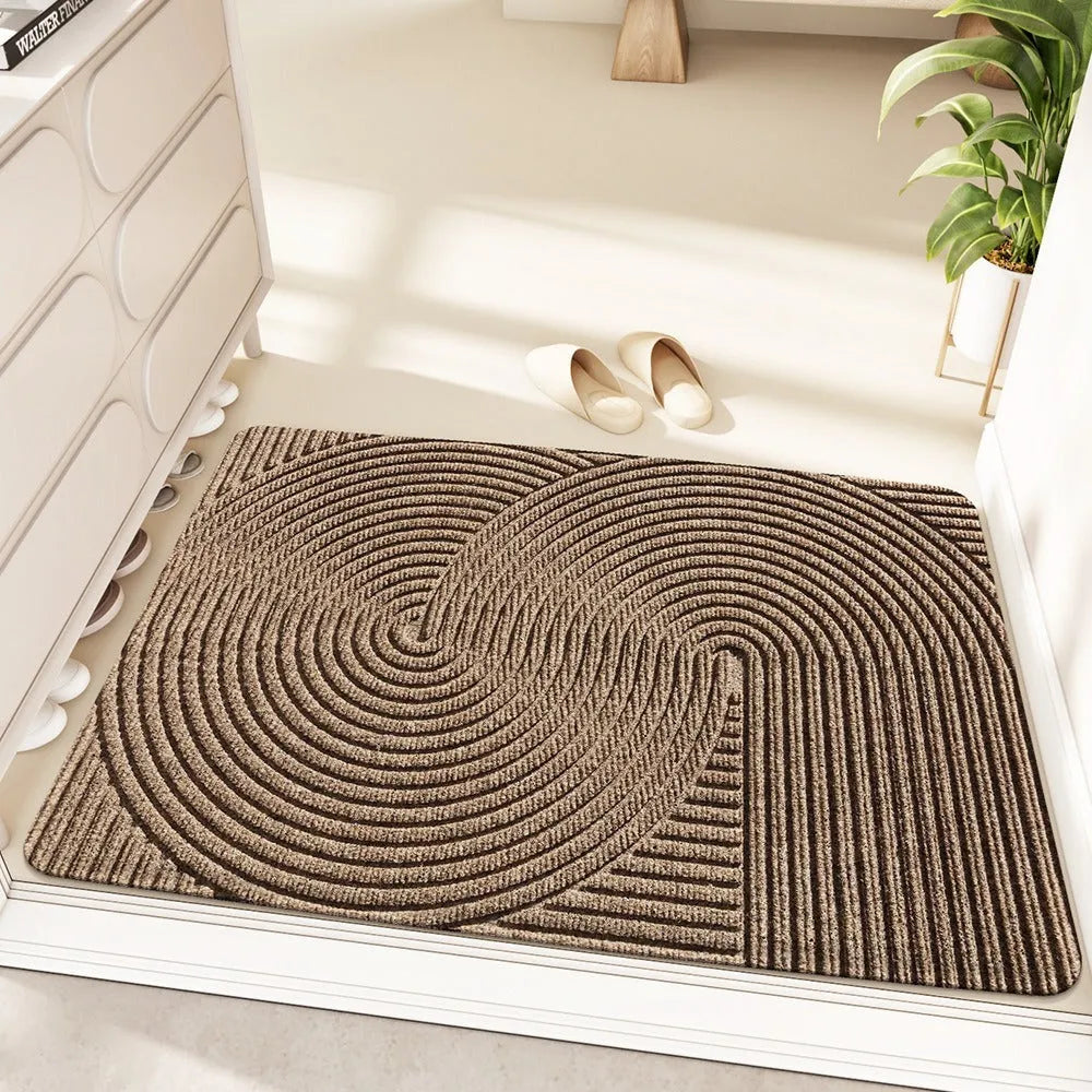 Green cartoon alien pattern diatom oil floor mat measuring 60 by 90 centimetres with a wire ring shape.