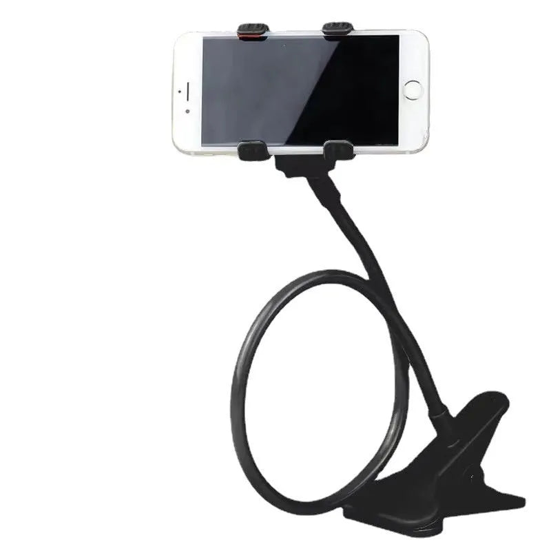 Double clip mobile phone bracket with 75cm ABS arm for bedside use