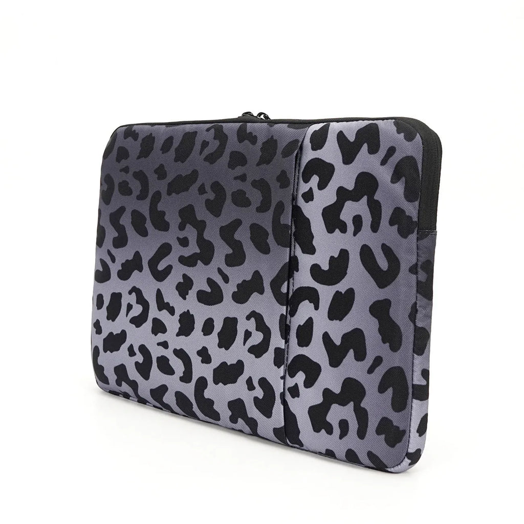 Leopard print laptop sleeve with anti-shock flannel lining for 13-16 inch laptops