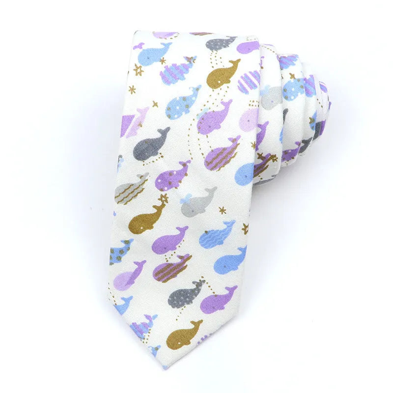 Korean style narrow men's cotton bow tie with a printed cartoon pattern, shown in colour GH21-01.