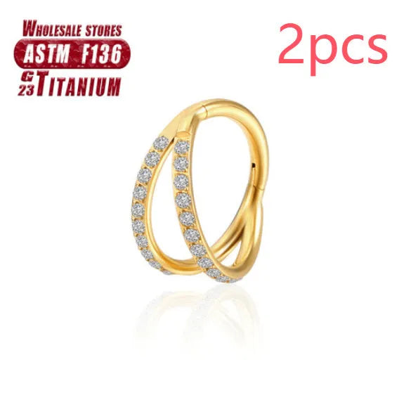 Titanium alloy fork nose ring in silver colour with diamond treatment and fork closure mechanism