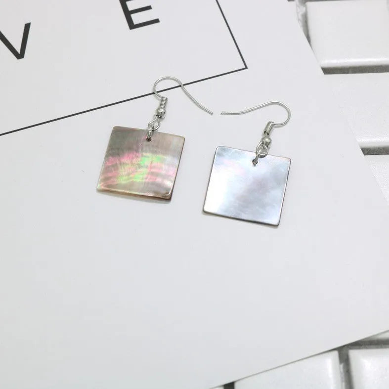 Geometric shell earrings for women in square panther or rectangular shell designs
