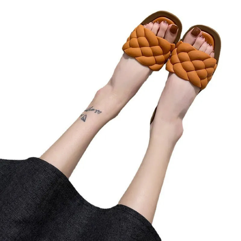 Women's plaid pattern anti-skid sandals with thick PVC soles in four colour options