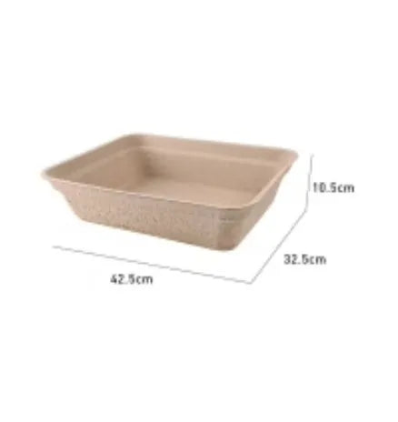 Brown disposable waterproof cat litter box with biodegradable cardboard construction showing three size options