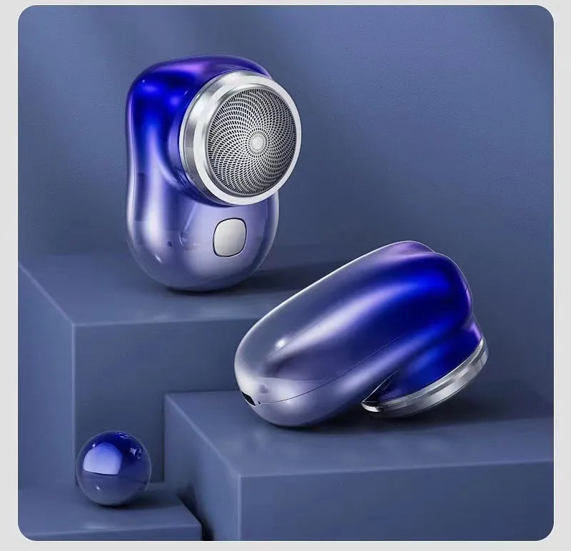 Rechargeable travel electric shaver with 6-blade floating cutter head in silver