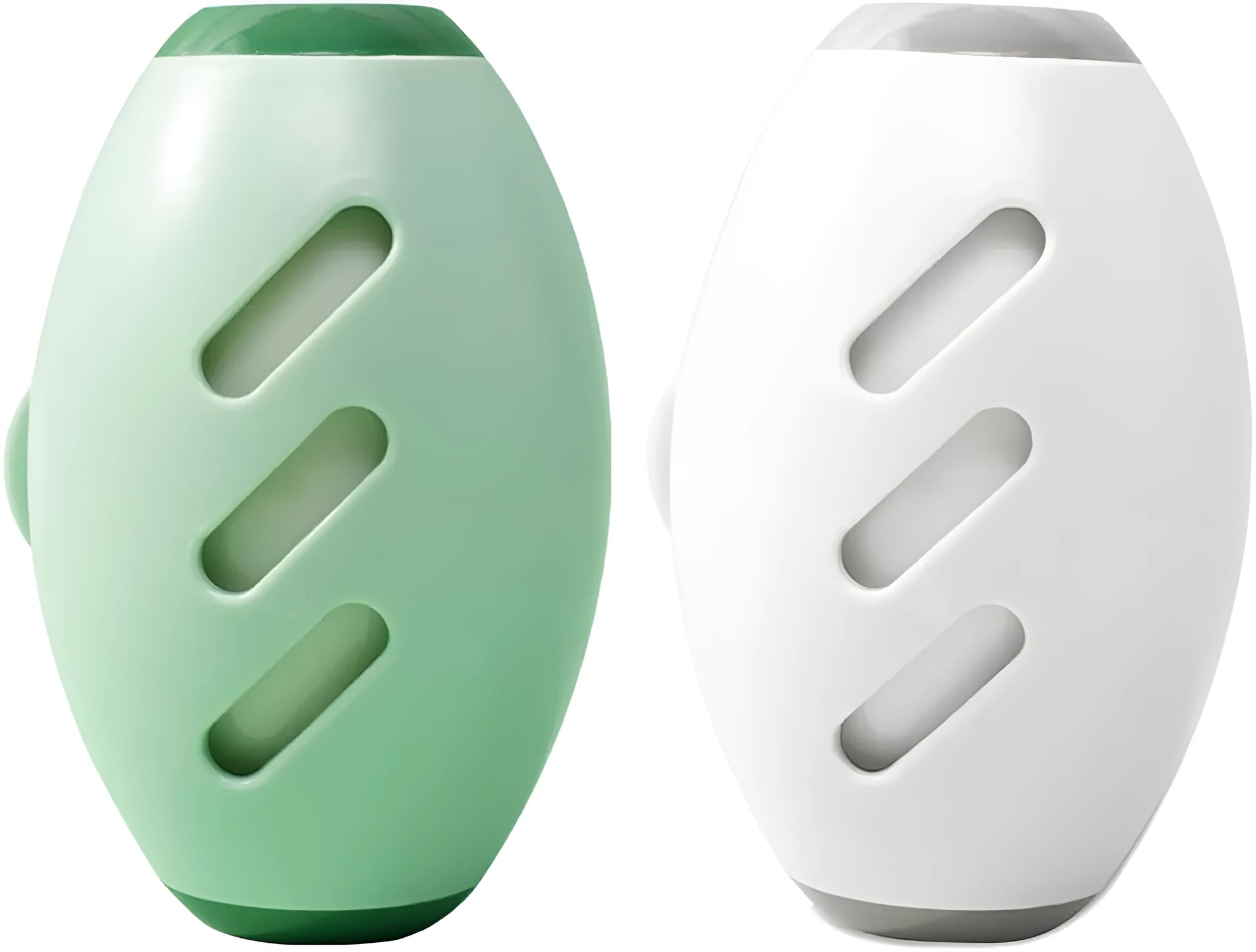 Green and white reusable gel lint roller ball for portable pet hair removal.