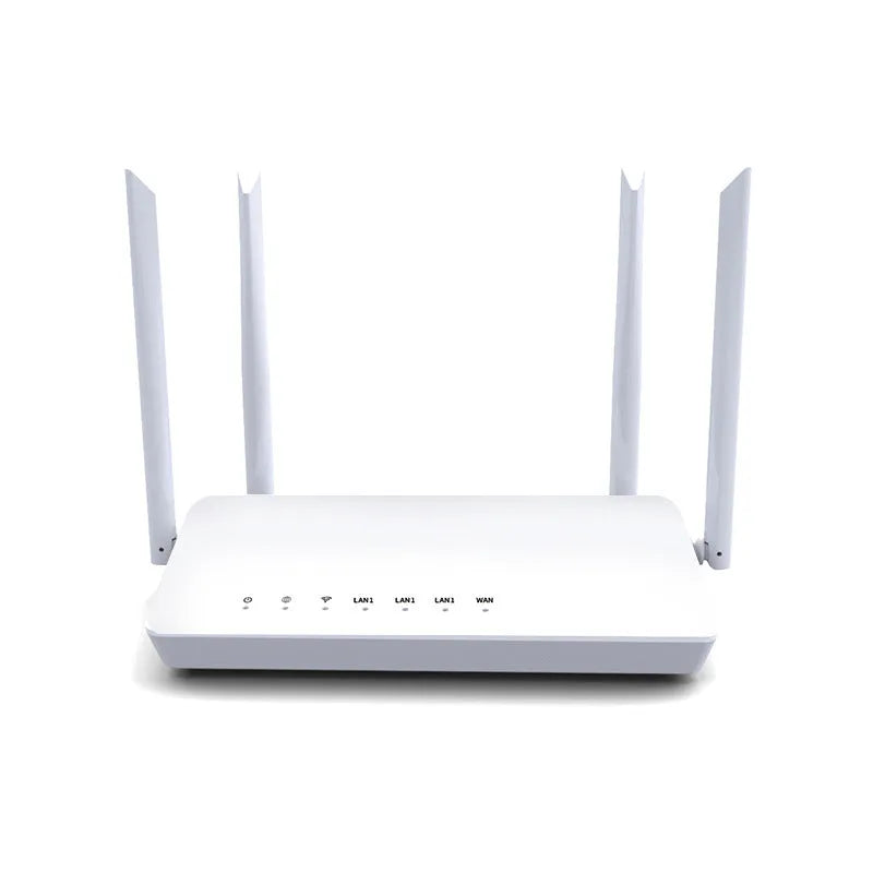 300 metre range wireless router with five ethernet ports in black or white metal casing