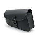 Black PU leather motorcycle swingarm saddlebag mounted on Harley Sportster
