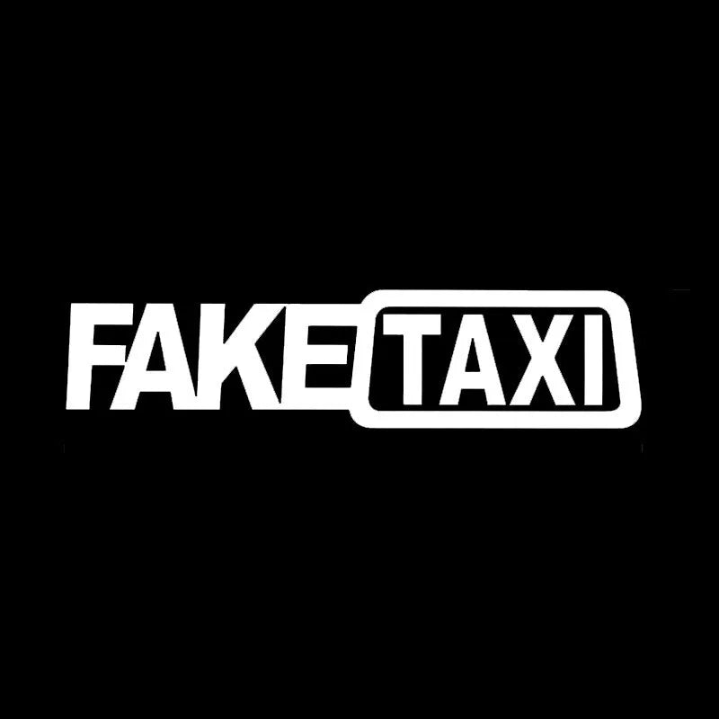 FAKE TAXI waterproof car warning sticker measuring 20cm by 8cm on PET material