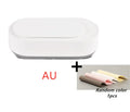 White portable ultrasonic cleaner machine with stainless steel tank for cleaning jewellery and glasses.