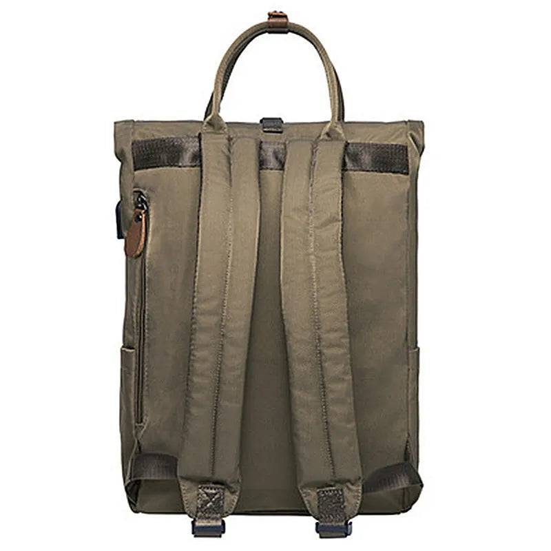 Polyester casual backpack showing internal computer pocket and cover opening mechanism