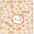 Cartoon printed cat cloth cosmetic bag in nylon fabric with animal designs