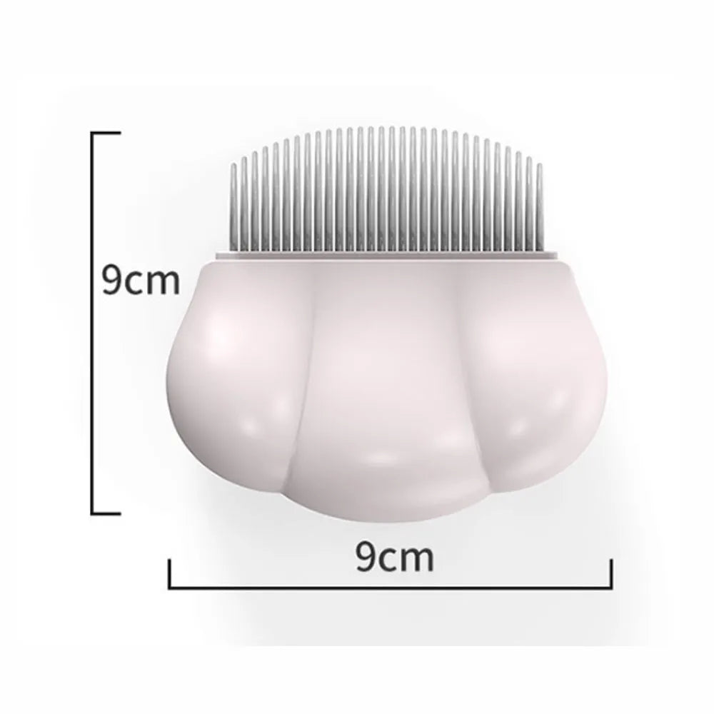 Blue deshedding brush for pets on a white background, showing its 9x9cm size.