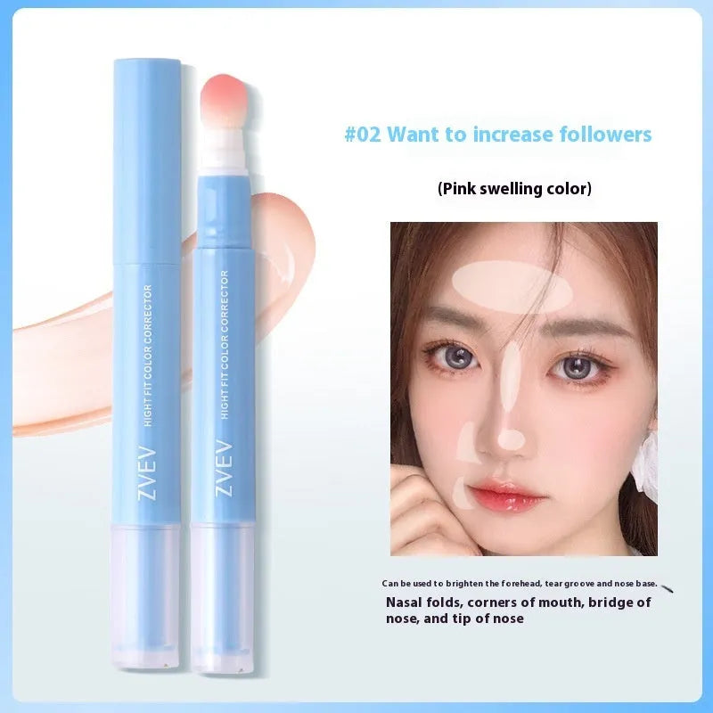 Concealer cream with sponge brush head applicator in 1.5g size showing three colour shades