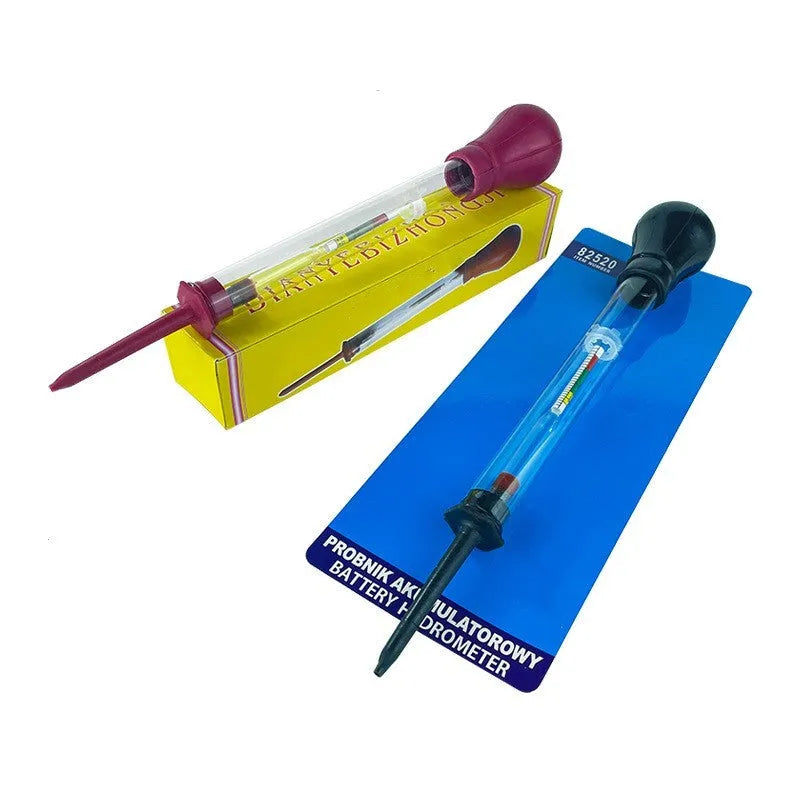 Electrohydraulic hydrometer for automotive battery electrolyte density measurement with glass construction